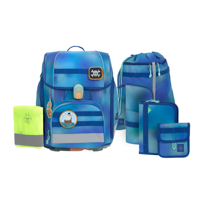 Schulranzen Set 7-teilig Boxy - Unique Gradient, Grün Blau