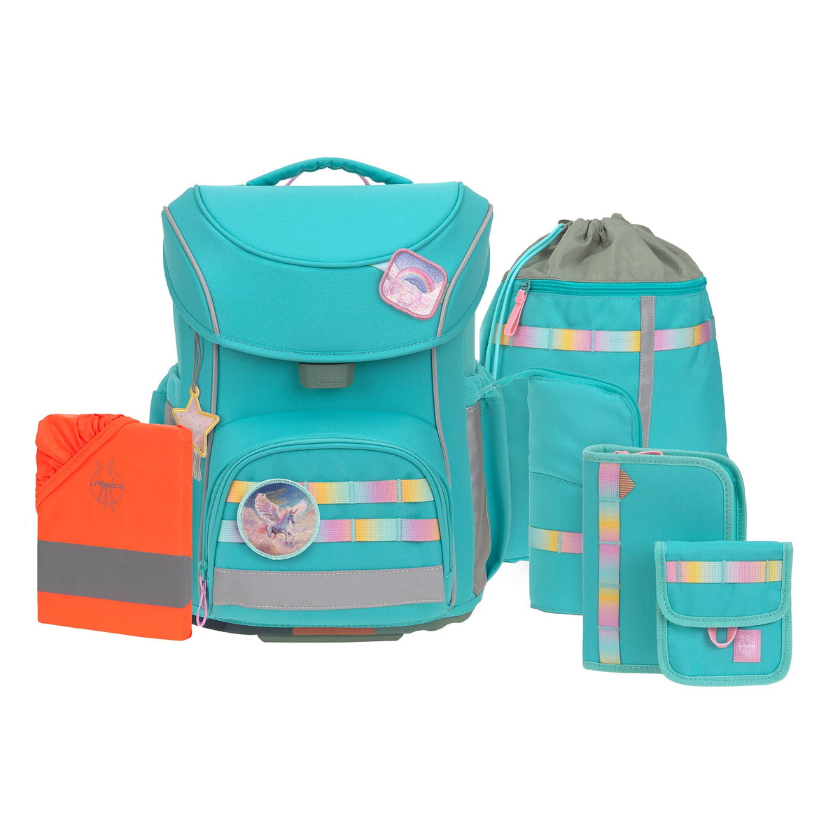 Schulranzen Set 7-teilig Slim - Unique, Türkis