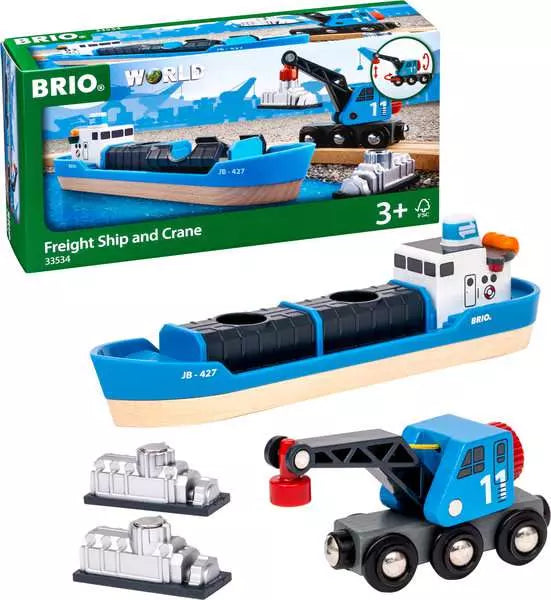 BRIO World - Containerschiff mit Kranwagen
