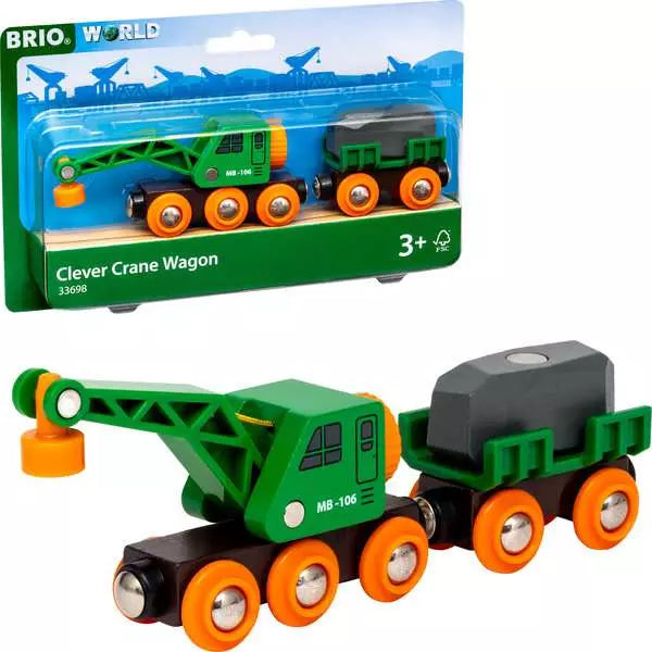 BRIO World - Grüner Kranwagen mit Anhänger und Fracht